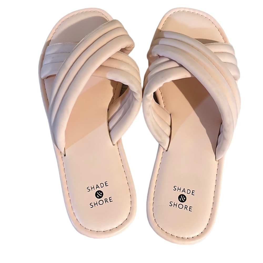 Soft  pink slip on sandals